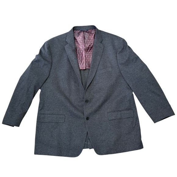 Ralph Lauren Blazer Gray Herringbone Wool Blend 52R Made In Canada Dillard’s Men - Picture 2 of 9